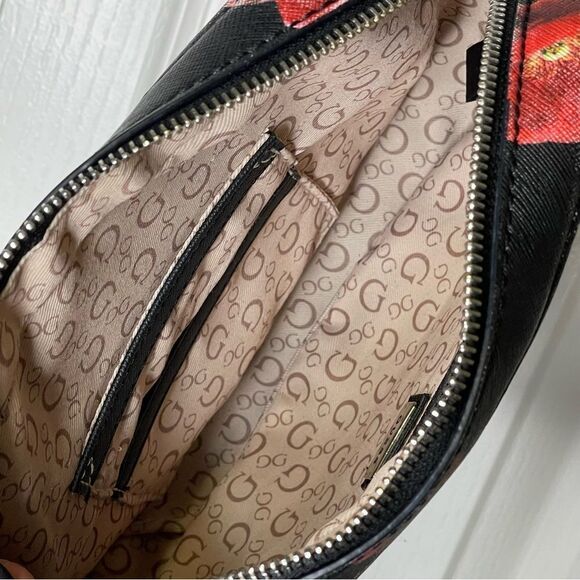 Guess Floral Embossed Crossbody Black Pink Red White - Picture 6 of 15